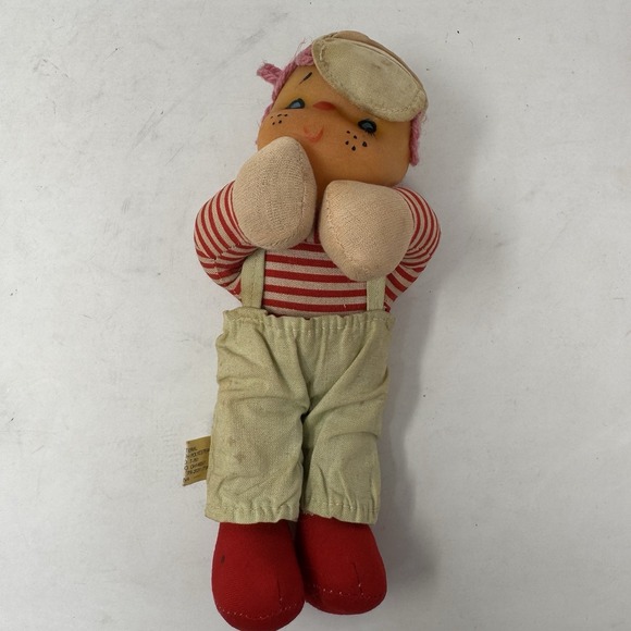 Carnival Dolls 8" Plastic Face Cloth Body 1950's Stripe, Polka Dot, Boy & Girl - Picture 11 of 14